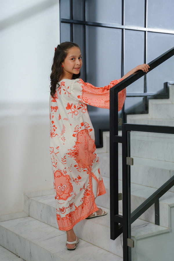 Sprinkles Girls Pret Kaftan Printed Dull Crepe Butterfly Bloom SPDR923 - Summer Collection