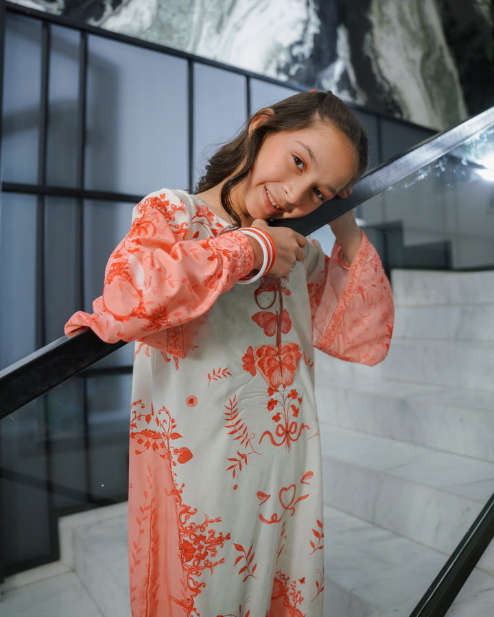 Sprinkles Girls Pret Kaftan Printed Dull Crepe Butterfly Bloom SPDR923 - Summer Collection