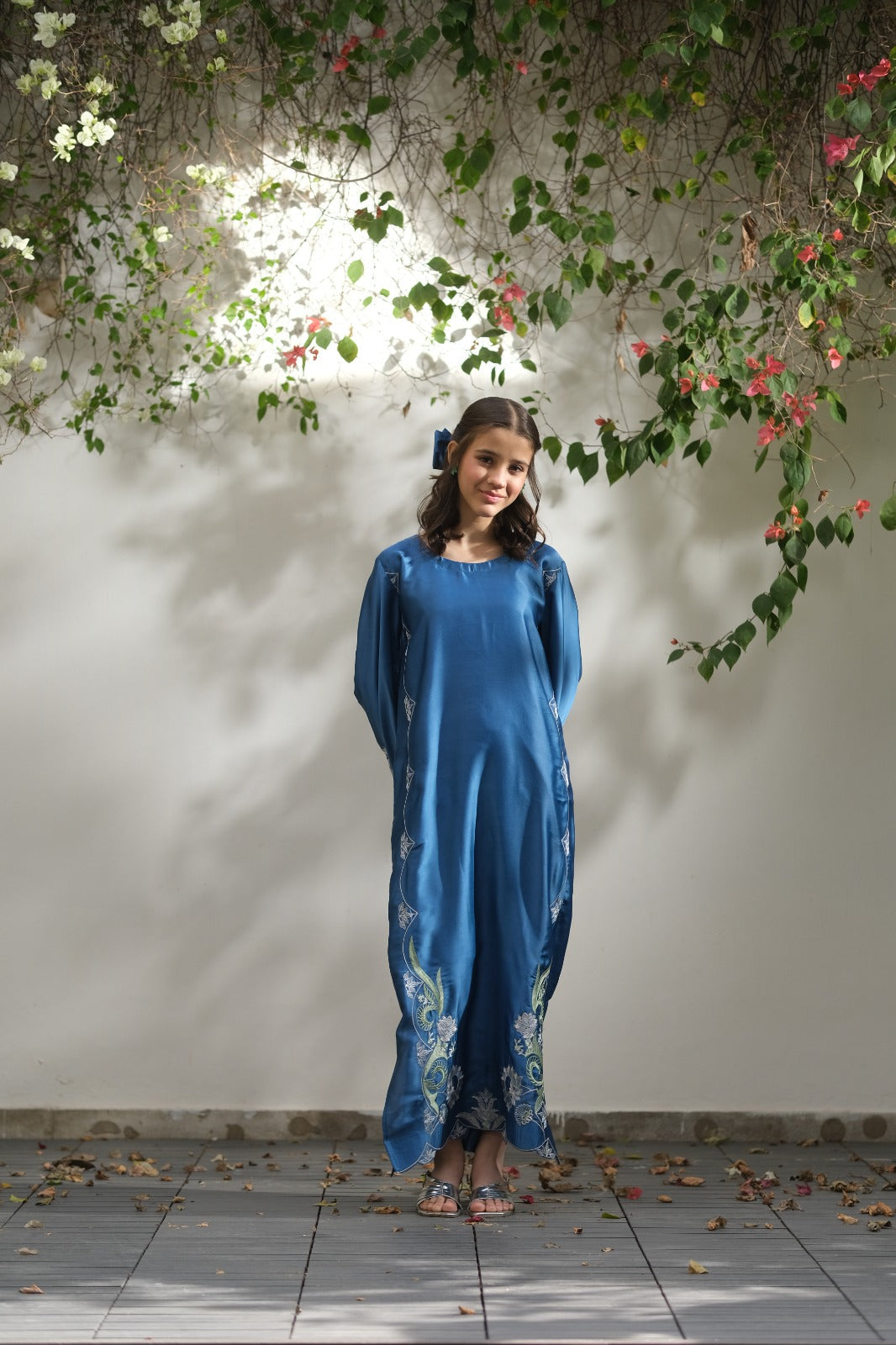 Sprinkles Girls Pret Kaftan Embroidered Charmeuse Silk Twilight Trail SPDR927 - Summer Collection