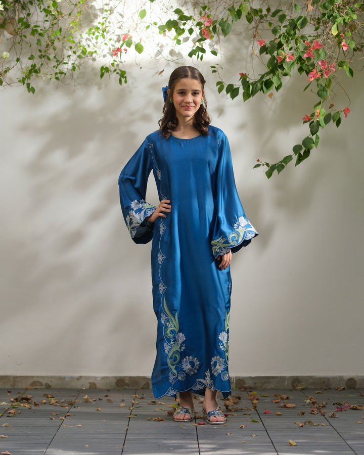 Sprinkles Girls Pret Kaftan Embroidered Charmeuse Silk Twilight Trail SPDR927 - Summer Collection