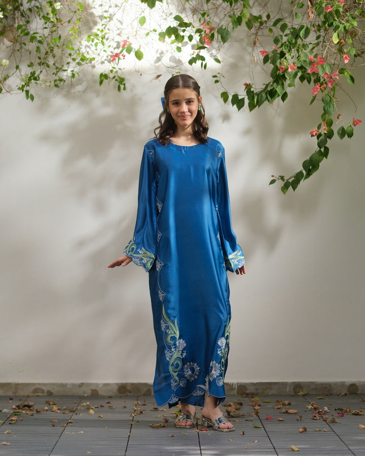 Sprinkles Girls Pret Kaftan Embroidered Charmeuse Silk Twilight Trail SPDR927 - Summer Collection