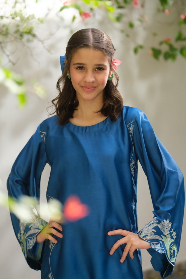 Sprinkles Girls Pret Kaftan Embroidered Charmeuse Silk Twilight Trail SPDR927 - Summer Collection