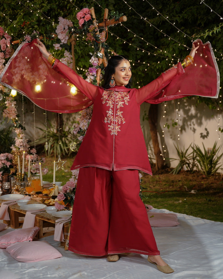 Sprinkles Girls Pret Embroidered Net Sequence Anarkali 3 Piece Suit SPDR928 - Festive Collection