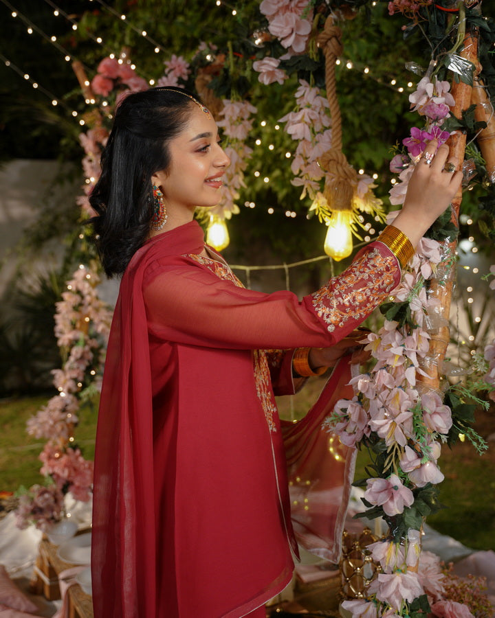 Sprinkles Girls Pret Embroidered Net Sequence Anarkali 3 Piece Suit SPDR928 - Festive Collection