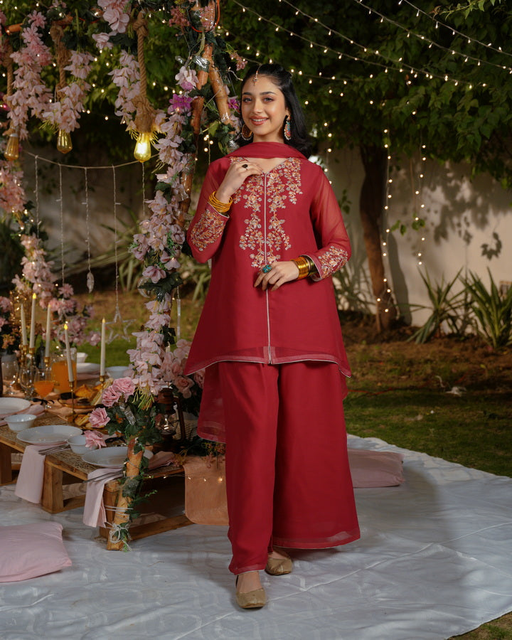 Sprinkles Girls Pret Embroidered Net Sequence Anarkali 3 Piece Suit SPDR928 - Festive Collection