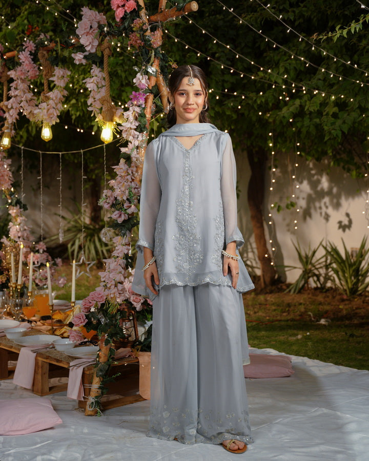 Sprinkles Girls Pret Embroidered Net Sequence Afsana 3 Piece Suit SPDR931 - Festive Collection