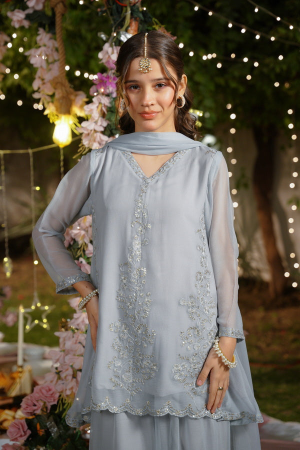 Sprinkles Girls Pret Embroidered Net Sequence Afsana 3 Piece Suit SPDR931 - Festive Collection