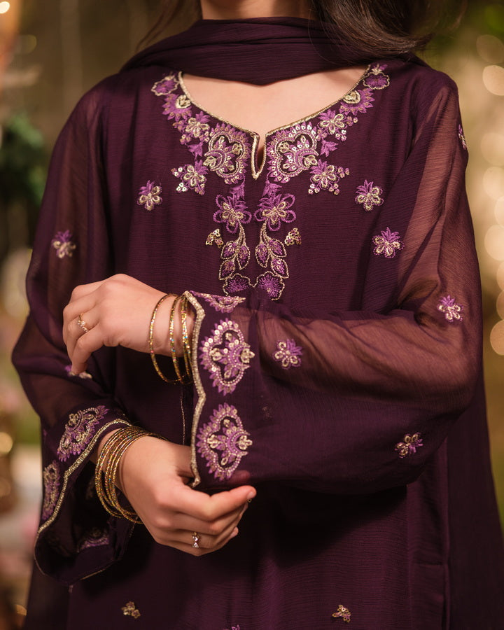 Sprinkles Girls Pret Embroidered Net Sequence Zarlish 3 Piece Suit SPDR934 - Festive Collection