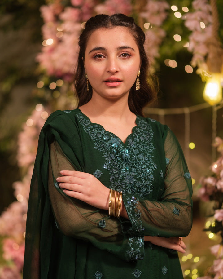 Sprinkles Girls Pret Embroidered Net Sequence Parizad 3 Piece Suit SPDR935 - Festive Collection