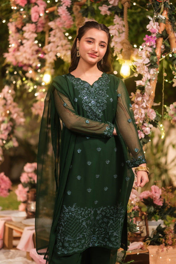 Sprinkles Girls Pret Embroidered Net Sequence Parizad 3 Piece Suit SPDR935 - Festive Collection