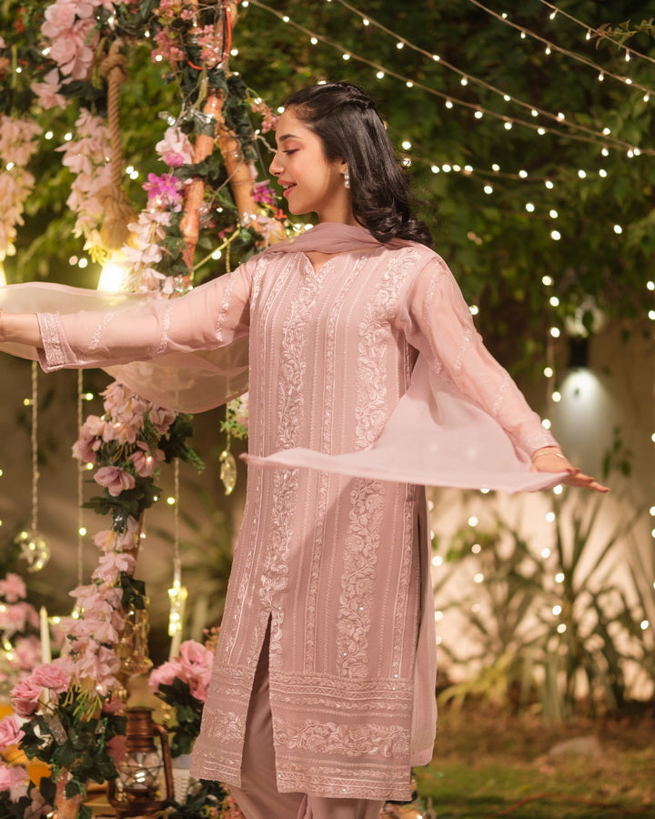 Sprinkles Girls Pret Embroidered Net Sequence Suhana Zari 3 Piece Suit SPDR936 - Festive Collection