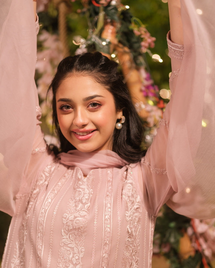 Sprinkles Girls Pret Embroidered Net Sequence Suhana Zari 3 Piece Suit SPDR936 - Festive Collection