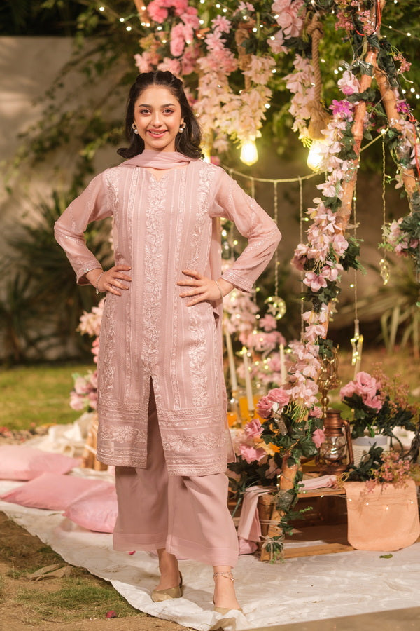 Sprinkles Girls Pret Embroidered Net Sequence Suhana Zari 3 Piece Suit SPDR936 - Festive Collection