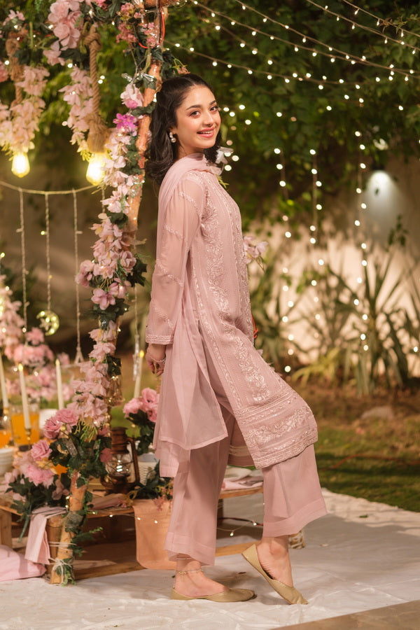 Sprinkles Girls Pret Embroidered Net Sequence Suhana Zari 3 Piece Suit SPDR936 - Festive Collection