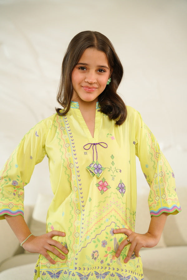 Sprinkles Girls Pret Co-ord Set Printed Poly Cambric Sunbird Bloom SPDR939 - Summer Collection