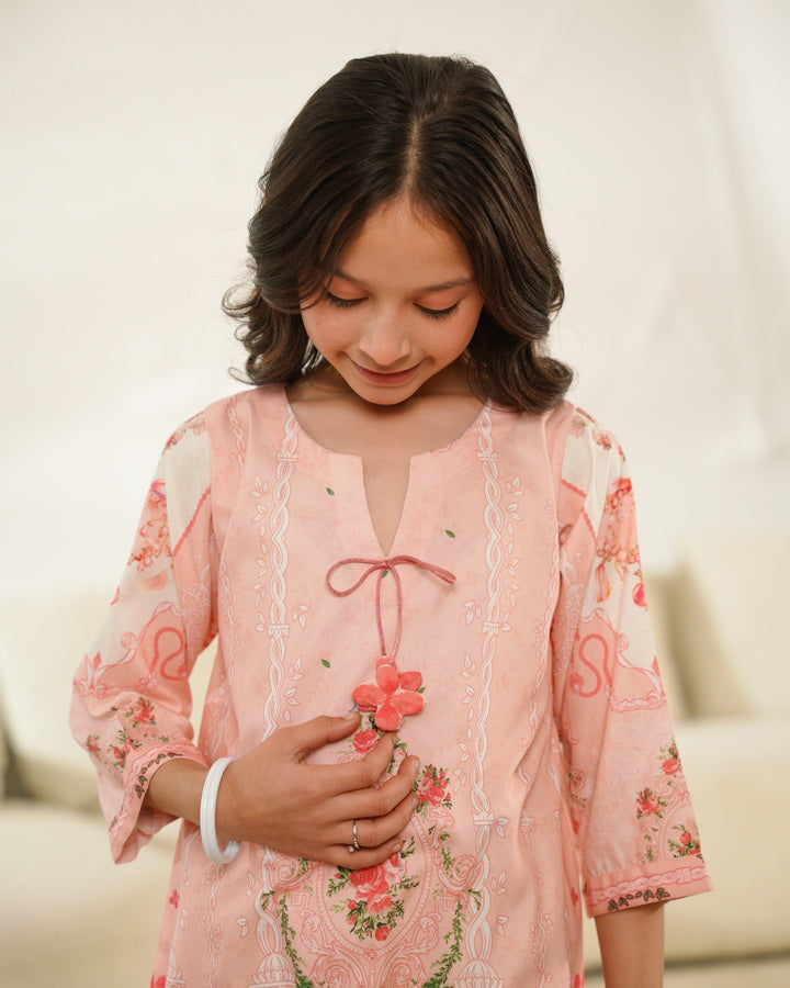 Sprinkles Girls Pret Co-ord Set Printed Poly Cambric Rosy Charm SPDR940 - Summer Collection