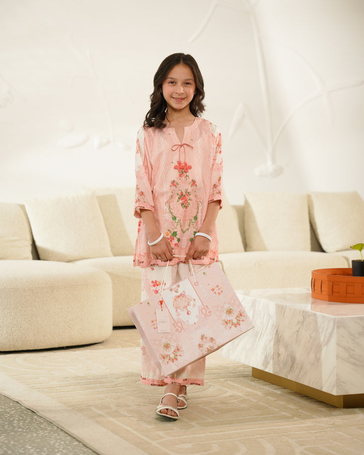 Sprinkles Girls Pret Co-ord Set Printed Poly Cambric Rosy Charm SPDR940 - Summer Collection