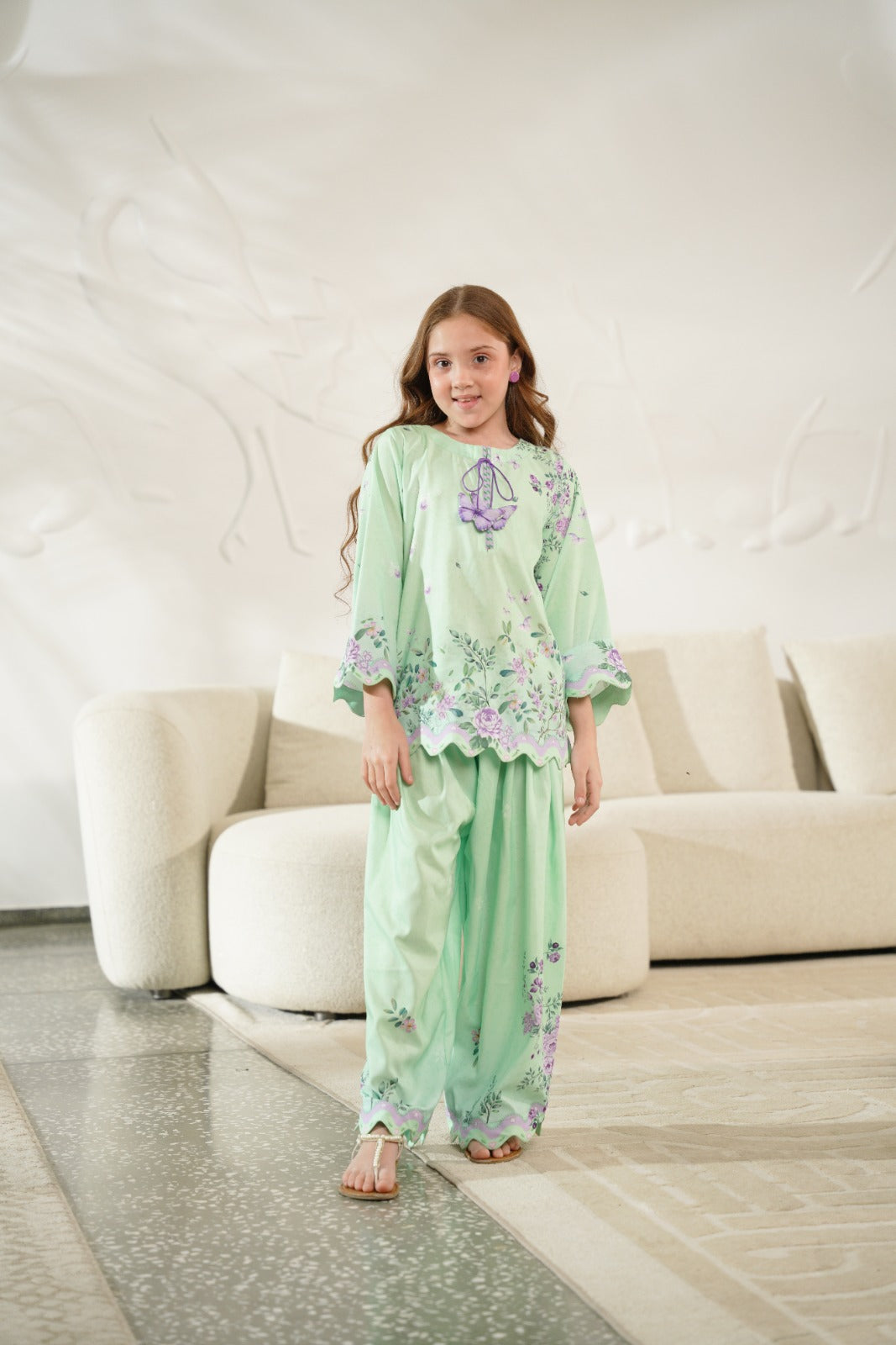 Sprinkles Girls Pret Co-ord Set Printed Poly Cambric Verdant Charm SPDR942 - Summer Collection