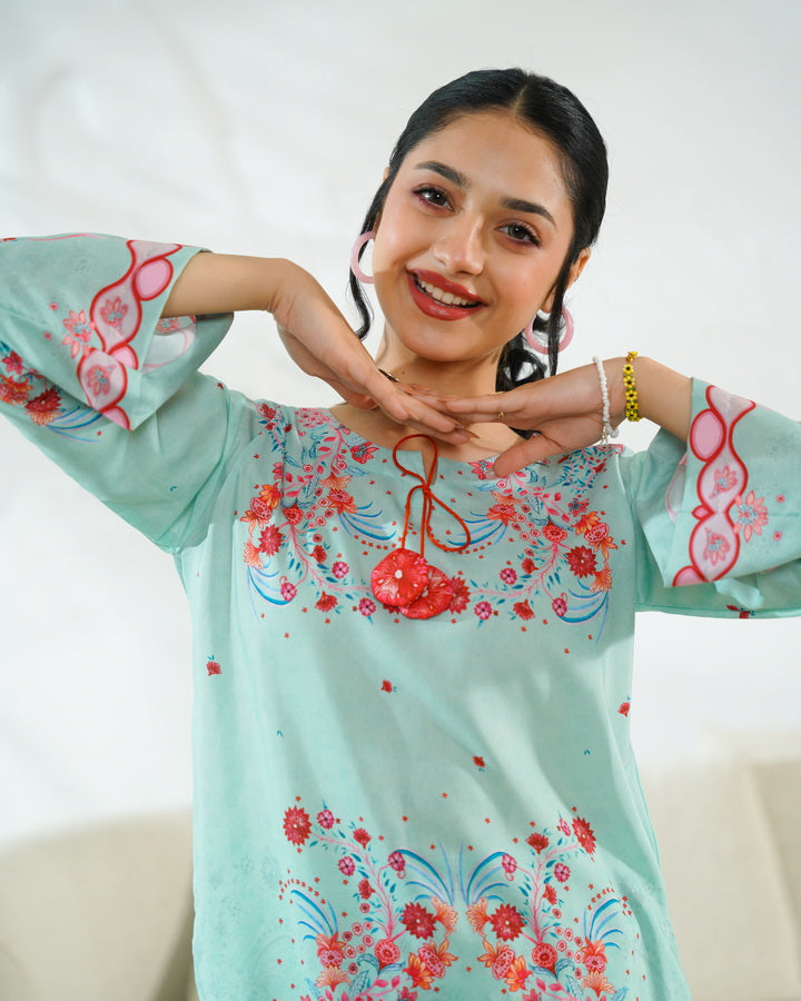 Sprinkles Girls Pret Co-ord Set Printed Poly Cambric Rosy Swirl SPDR943 - Summer Collection