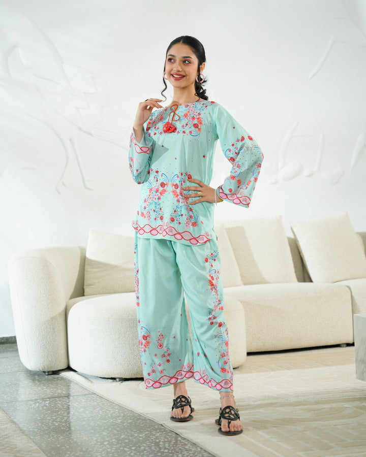 Sprinkles Girls Pret Co-ord Set Printed Poly Cambric Rosy Swirl SPDR943 - Summer Collection