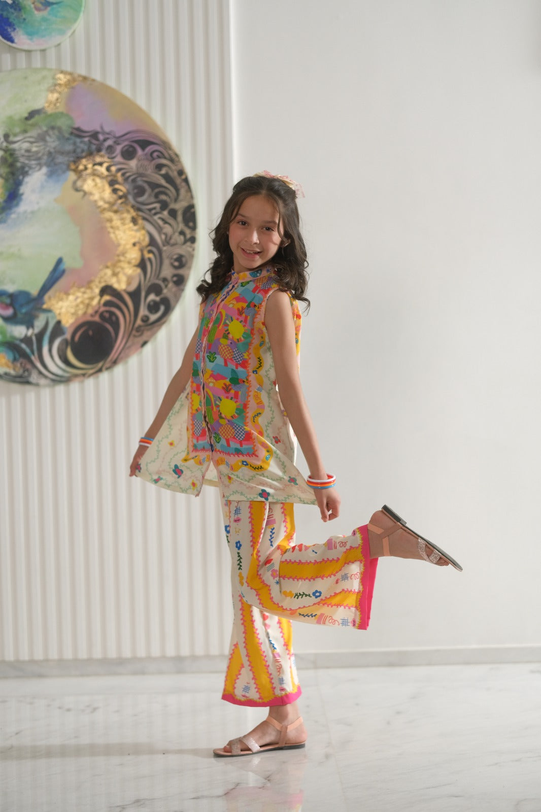 Sprinkles Girls Pret Co-ord Set Printed Poly Cambric Whimsy Skies SPDR946 - Summer Collection