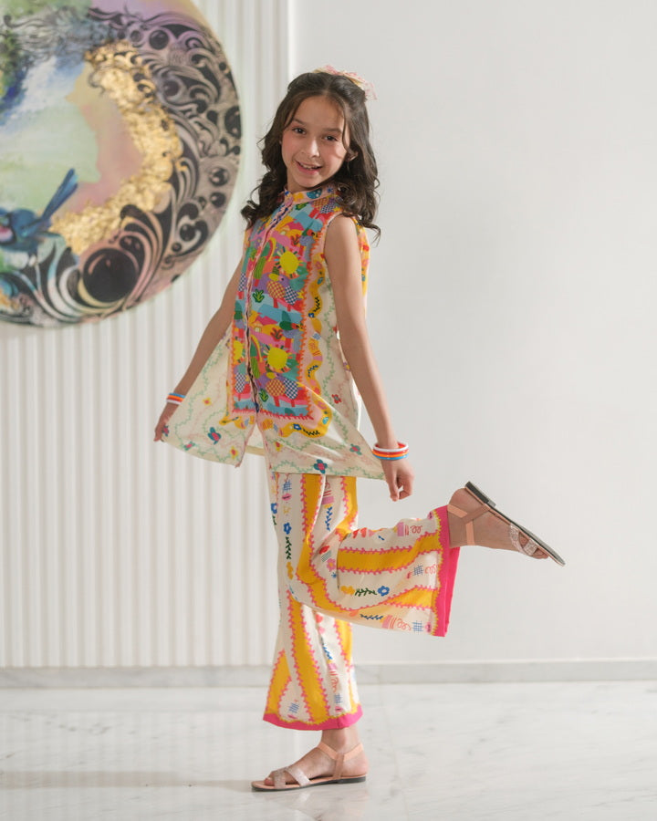 Sprinkles Girls Pret Co-ord Set Printed Poly Cambric Whimsy Skies SPDR946 - Summer Collection