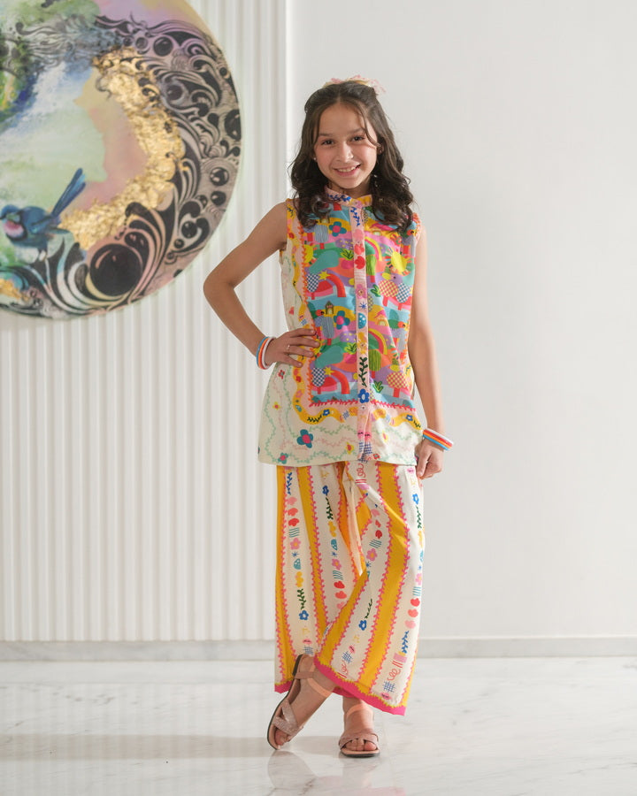 Sprinkles Girls Pret Co-ord Set Printed Poly Cambric Whimsy Skies SPDR946 - Summer Collection