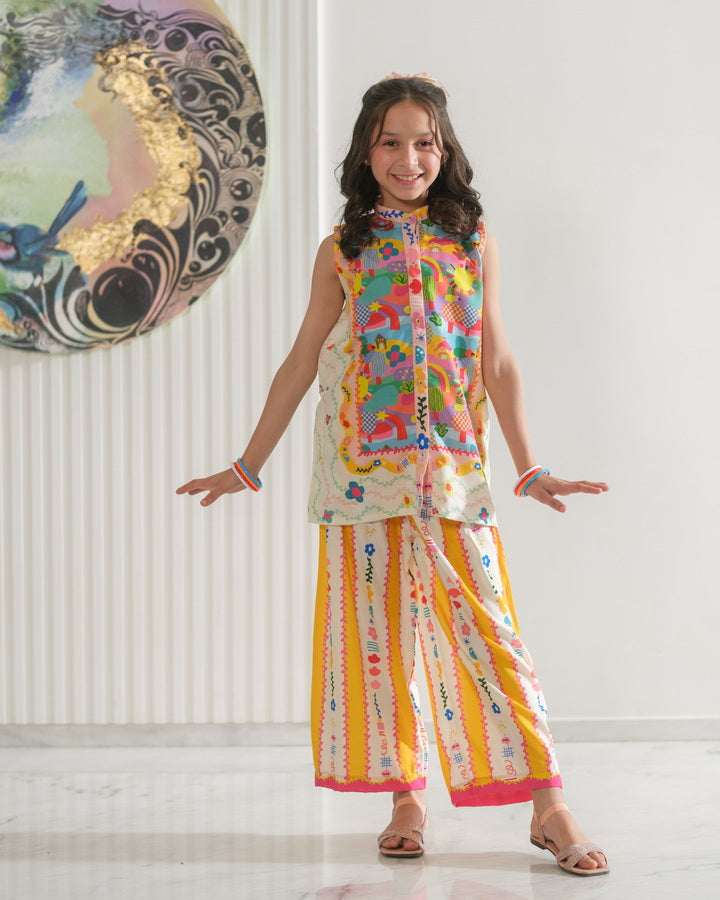 Sprinkles Girls Pret Co-ord Set Printed Poly Cambric Whimsy Skies SPDR946 - Summer Collection