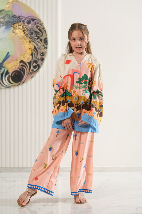 Sprinkles Girls Pret Co-ord Set Printed Poly Cambric Tropic Tale SPDR947 - Summer Collection