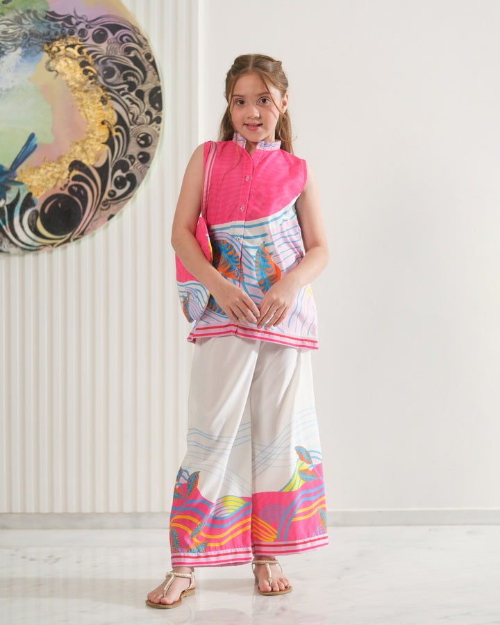 Sprinkles Girls Pret Co-ord Set Printed Poly Cambric Brushstroke Palette SPDR948 - Summer Collection