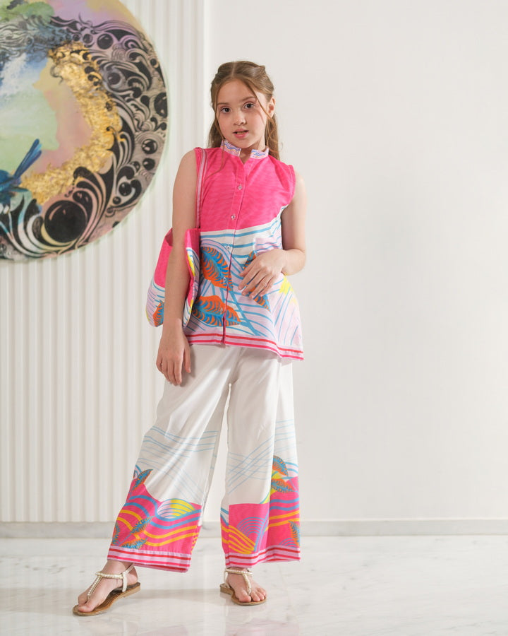 Sprinkles Girls Pret Co-ord Set Printed Poly Cambric Brushstroke Palette SPDR948 - Summer Collection