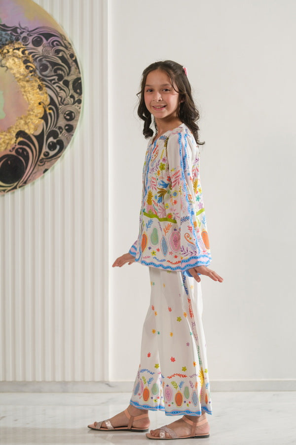 Sprinkles Girls Pret Co-ord Set Printed Poly Cambric Nature Scroll SPDR951 - Summer Collection