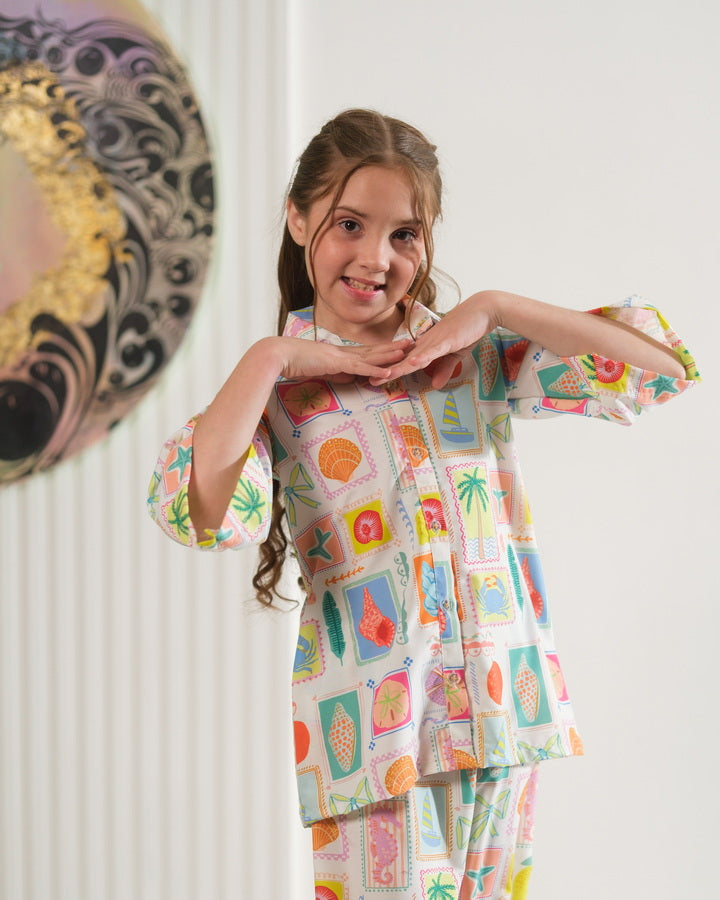 Sprinkles Girls Pret Co-ord Set Printed Poly Cambric Tropic Doodle SPDR952 - Summer Collection