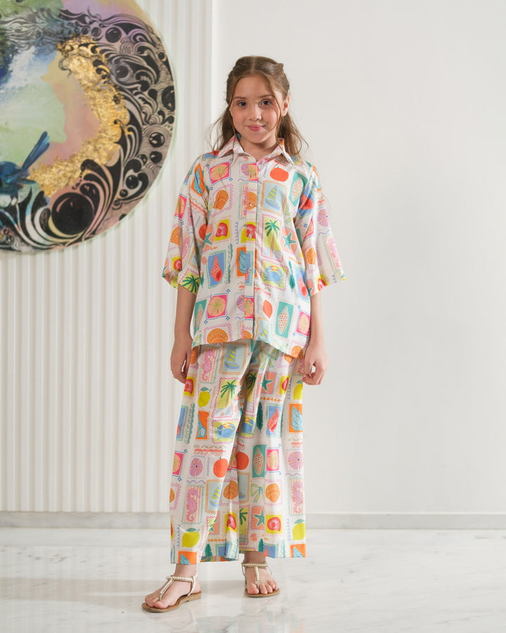 Sprinkles Girls Pret Co-ord Set Printed Poly Cambric Tropic Doodle SPDR952 - Summer Collection