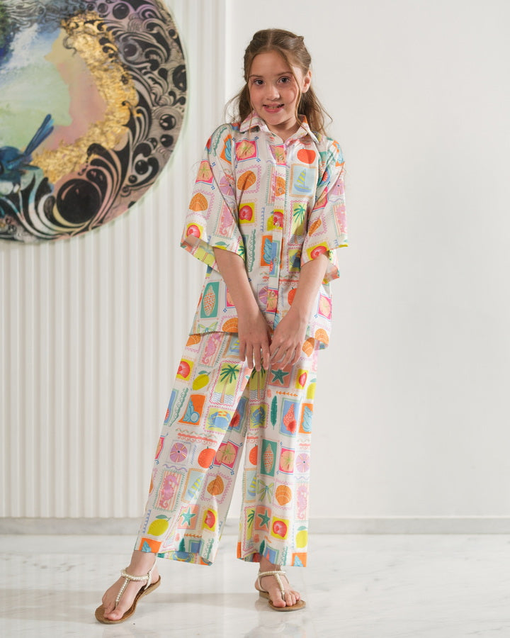 Sprinkles Girls Pret Co-ord Set Printed Poly Cambric Tropic Doodle SPDR952 - Summer Collection