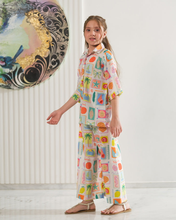 Sprinkles Girls Pret Co-ord Set Printed Poly Cambric Tropic Doodle SPDR952 - Summer Collection
