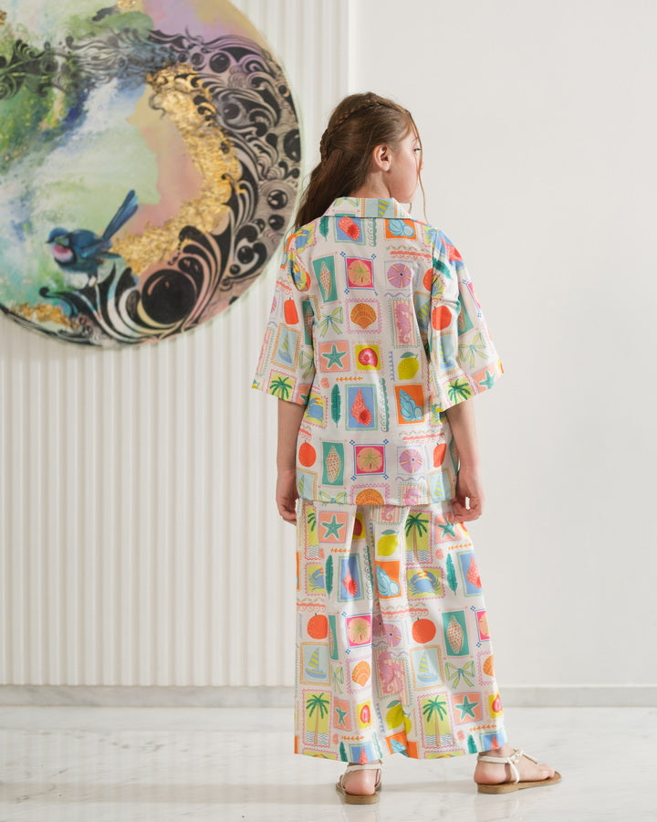 Sprinkles Girls Pret Co-ord Set Printed Poly Cambric Tropic Doodle SPDR952 - Summer Collection