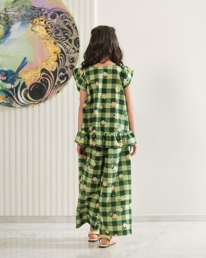 Sprinkles Girls Pret Co-ord Set Printed Poly Cambric Daisy Checks SPDR955 - Summer Collection