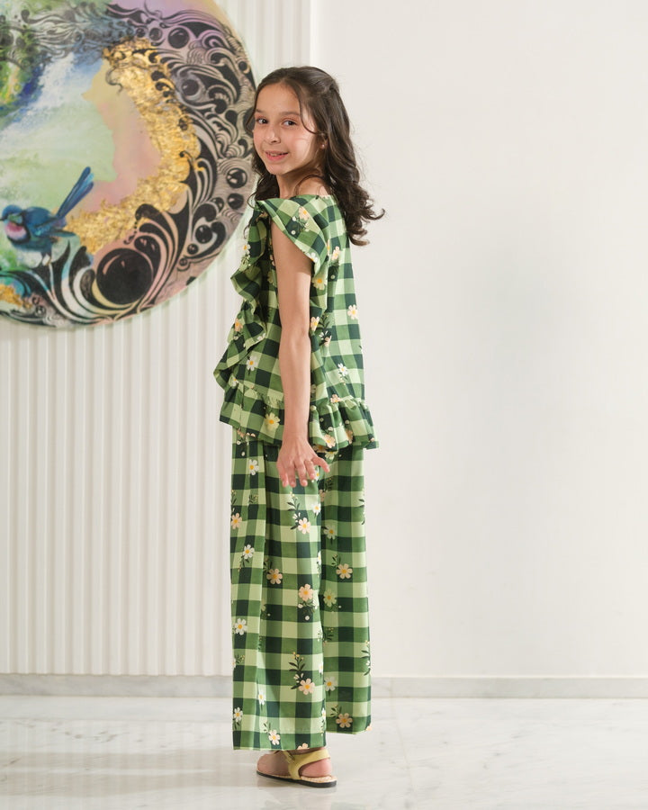 Sprinkles Girls Pret Co-ord Set Printed Poly Cambric Daisy Checks SPDR955 - Summer Collection