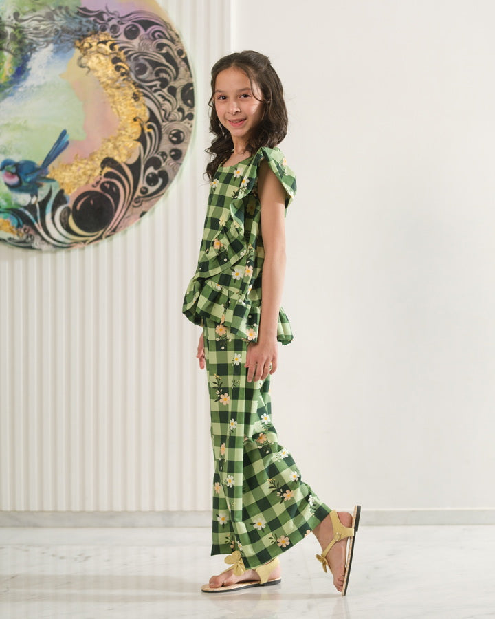 Sprinkles Girls Pret Co-ord Set Printed Poly Cambric Daisy Checks SPDR955 - Summer Collection