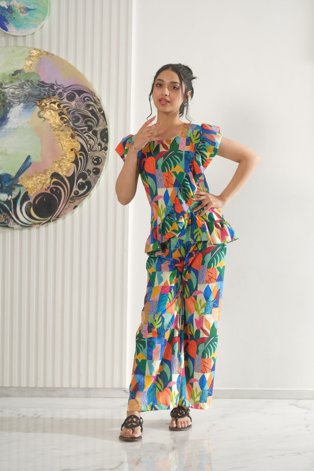 Sprinkles Girls Pret Co-ord Set Printed Poly Cambric Patchy Parade SPDR956 - Summer Collection