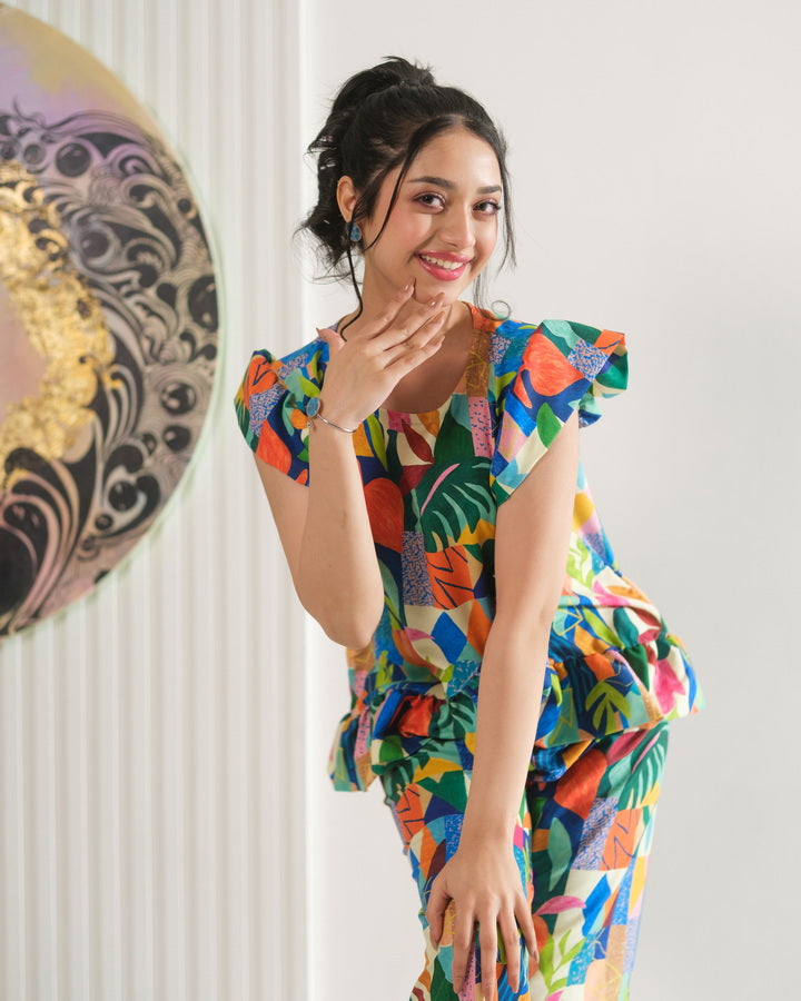 Sprinkles Girls Pret Co-ord Set Printed Poly Cambric Patchy Parade SPDR956 - Summer Collection