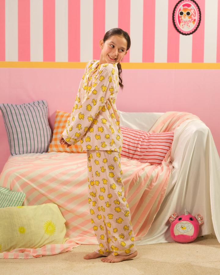 Sprinkles Girls RTW Printed Boski Linen 2 Piece Suit Butter Glow Summer Collection