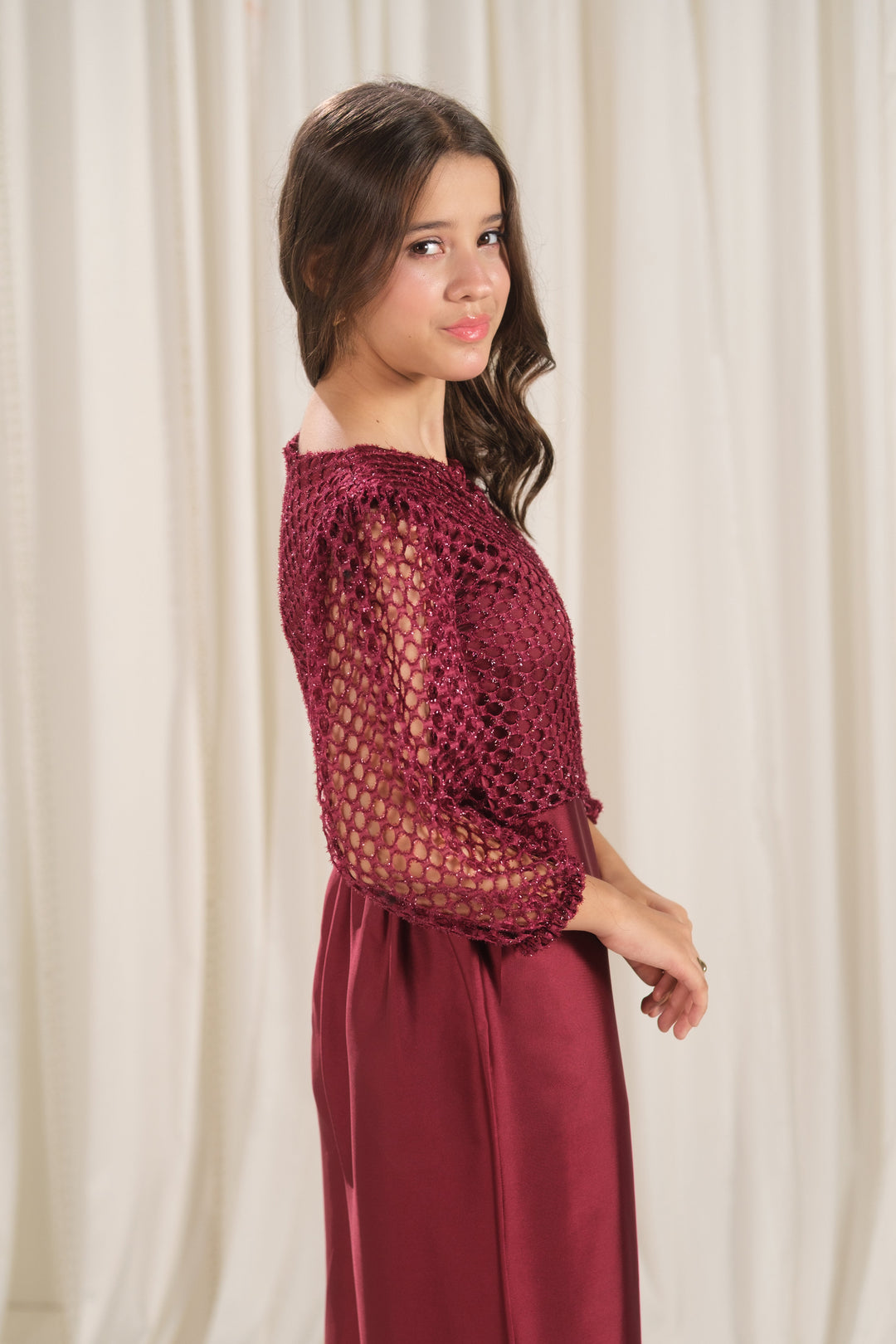 Sprinkles Girls RTW Embroidered Silk 1 Piece Suit Crimson Lattice Festive Collection