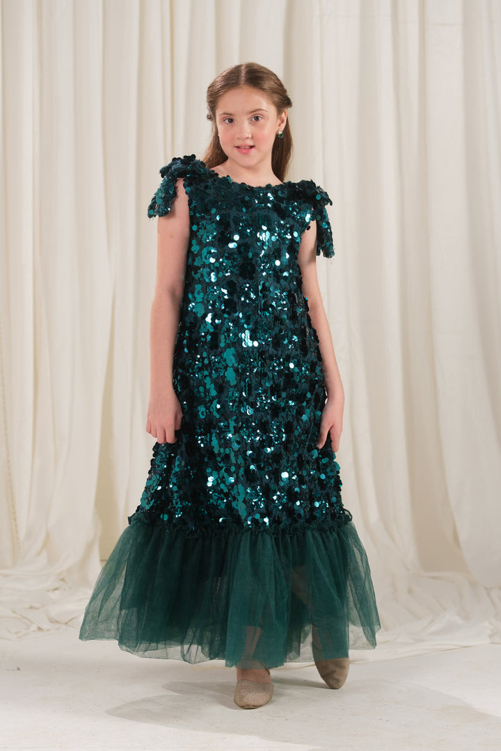 Sprinkles Girls RTW Embroidered Silk 1 Piece Suit Emerald Glow Festive Collection