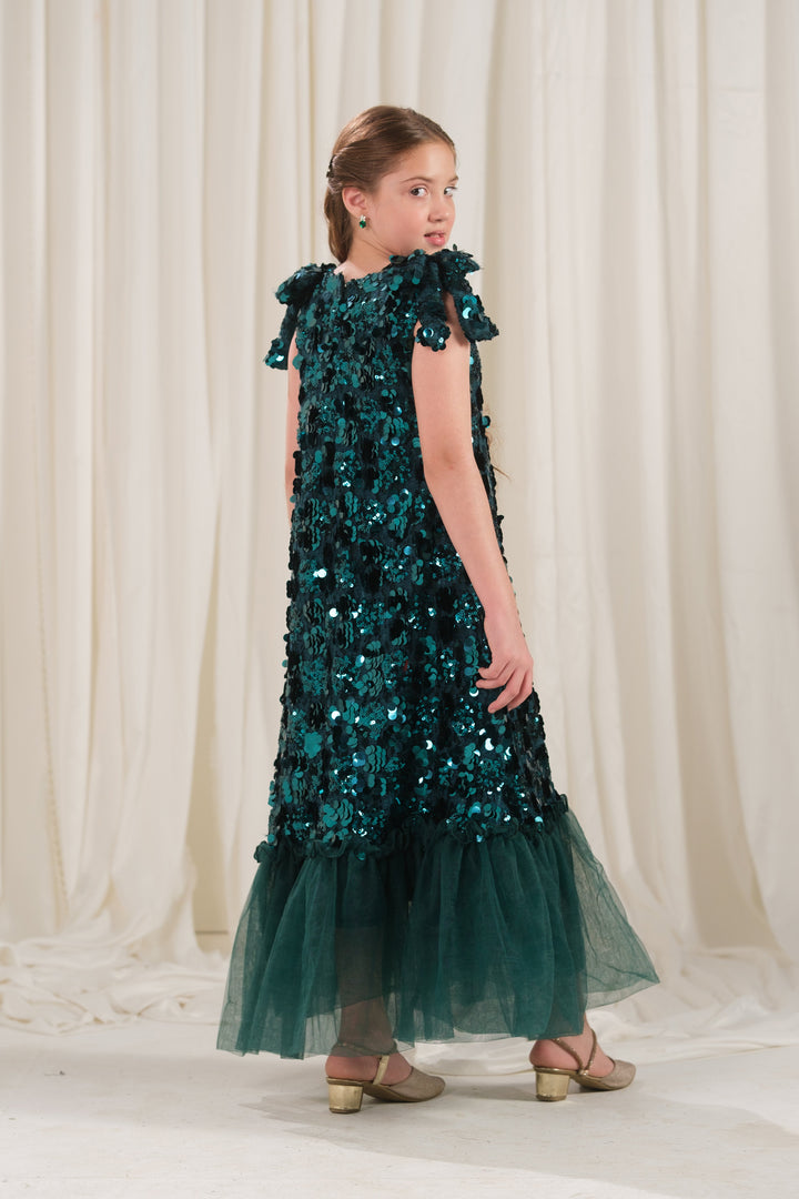 Sprinkles Girls RTW Embroidered Silk 1 Piece Suit Emerald Glow Festive Collection