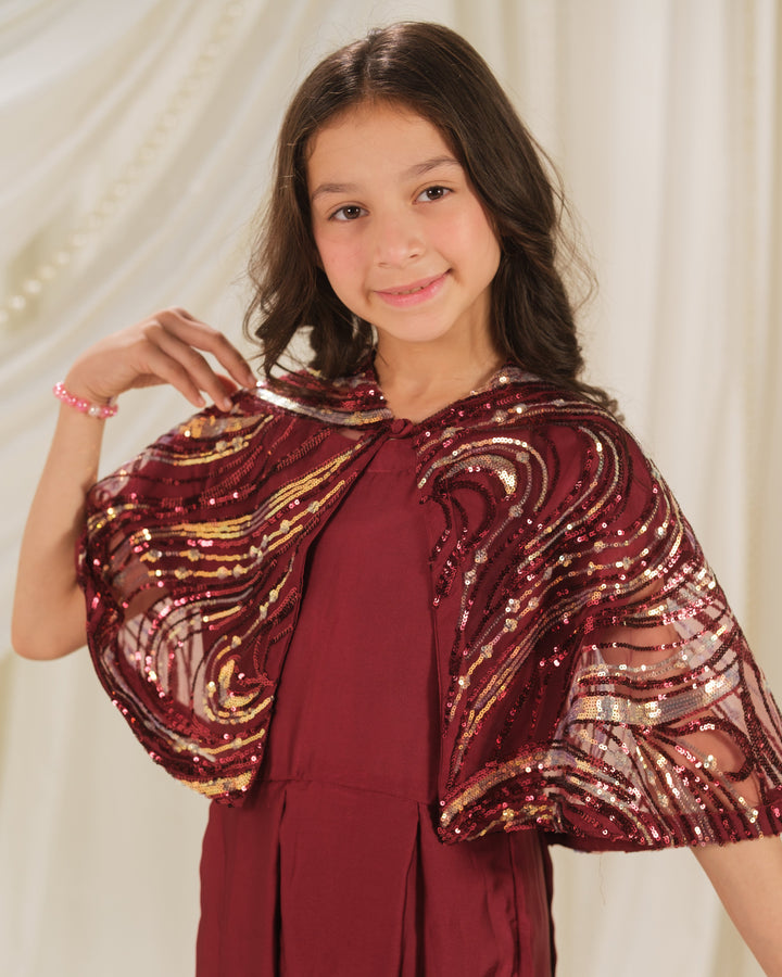 Sprinkles Girls RTW Embroidered Silk 2 Piece Suit Golden Swirl Festive Collection