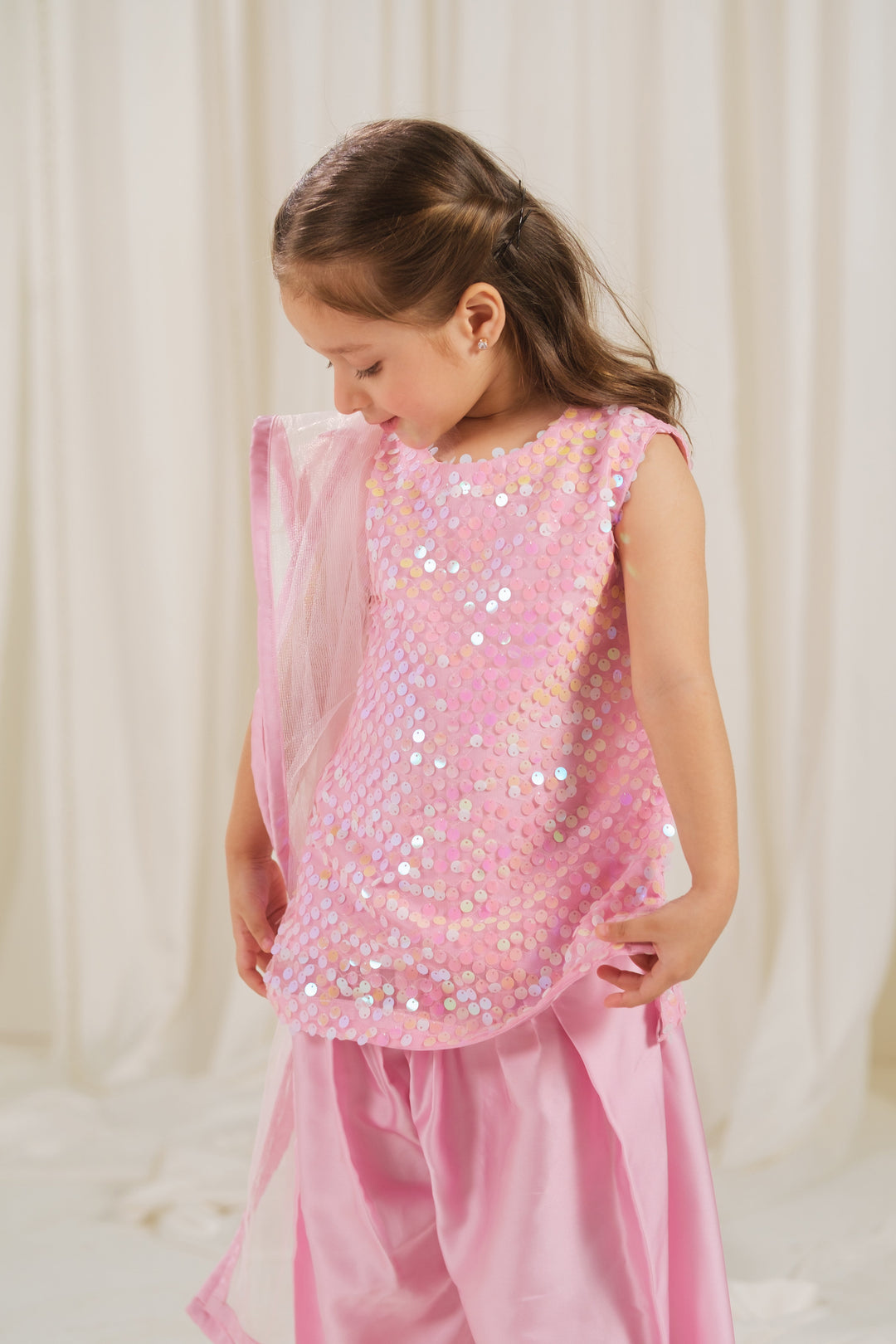 Sprinkles Girls RTW Embossed Net 2 Piece Suit Rosette Glow Festive Collection