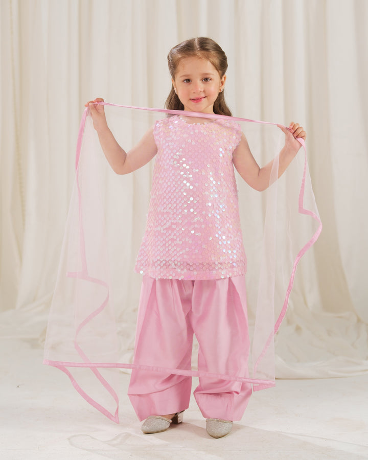 Sprinkles Girls RTW Embossed Net 2 Piece Suit Rosette Glow Festive Collection