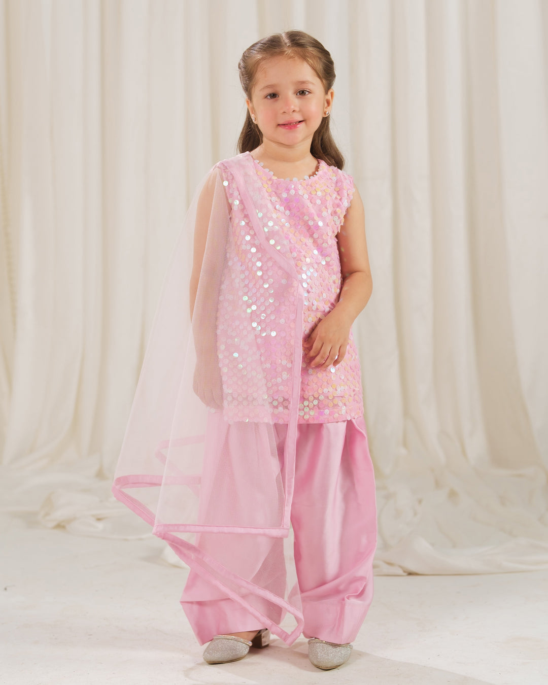 Sprinkles Girls RTW Embossed Net 2 Piece Suit Rosette Glow Festive Collection